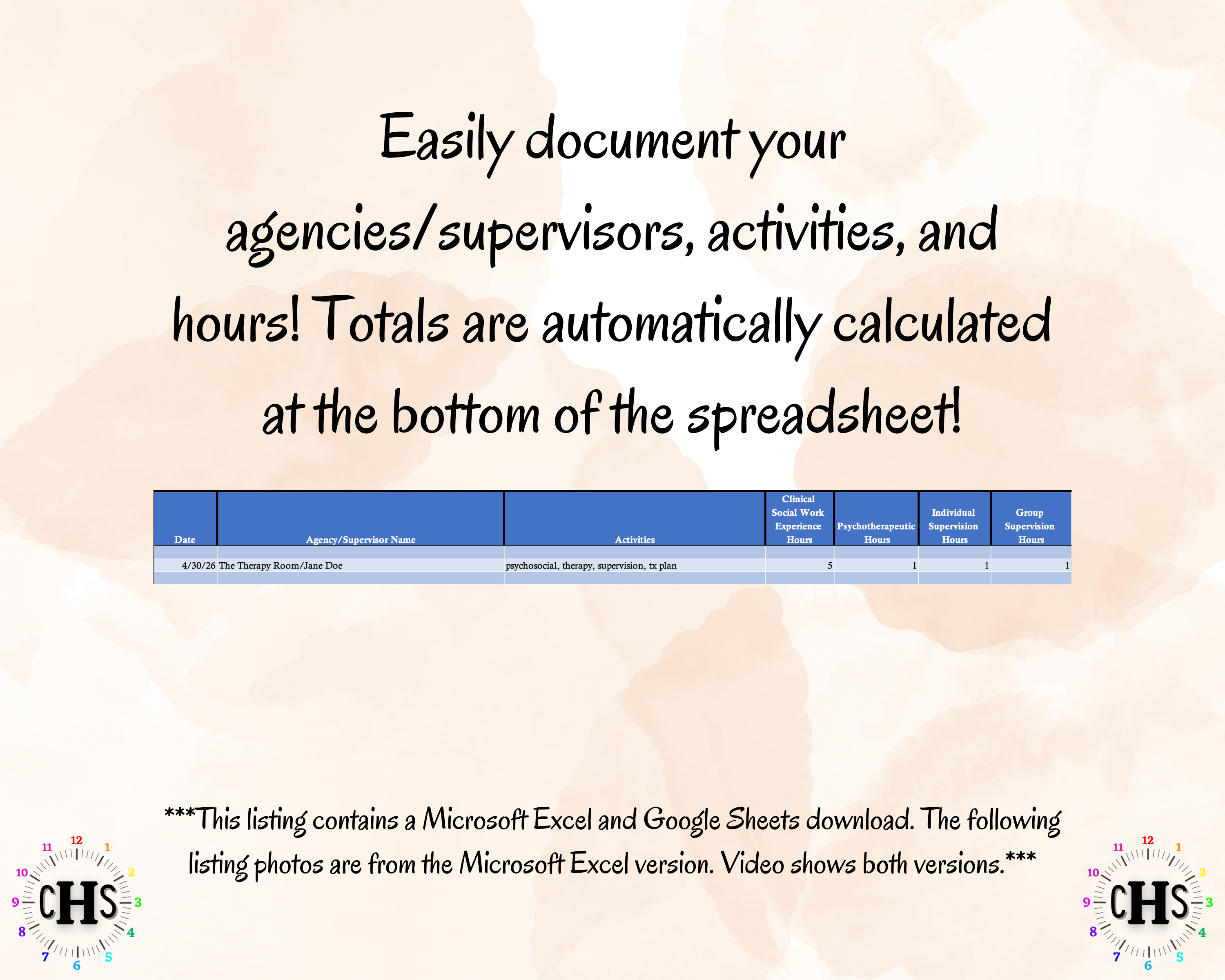 Nevada, LCSW Hours Tracker, Clinical Supervision Log for Master Social Worker - MSW Student or MSW Graduation Gift