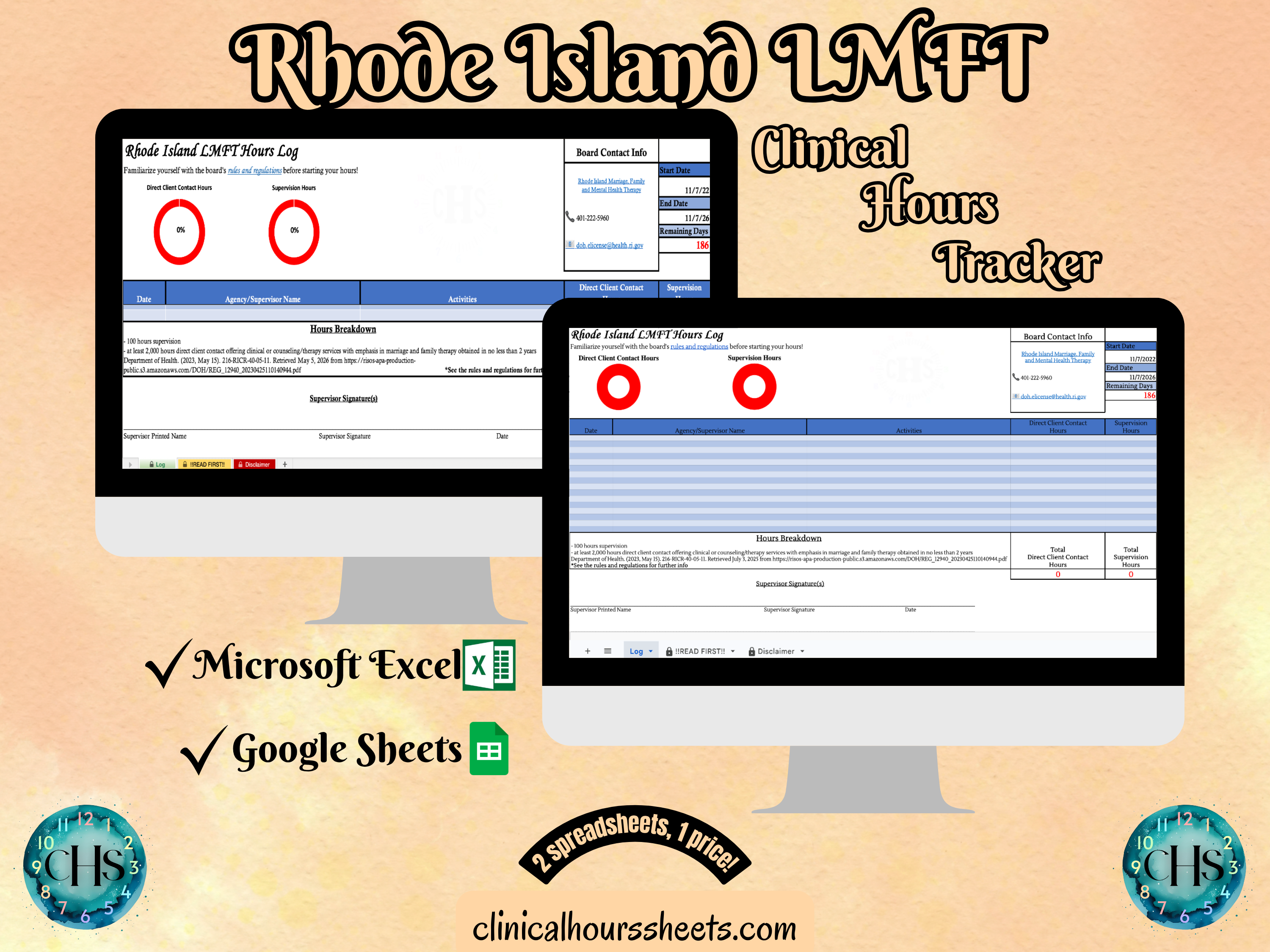 Rhode Island LMFT, Clinical Hours Tracker, Supervision Log for Licensed Marriage and Family Therapist Associate - Therapy Graduation Gift