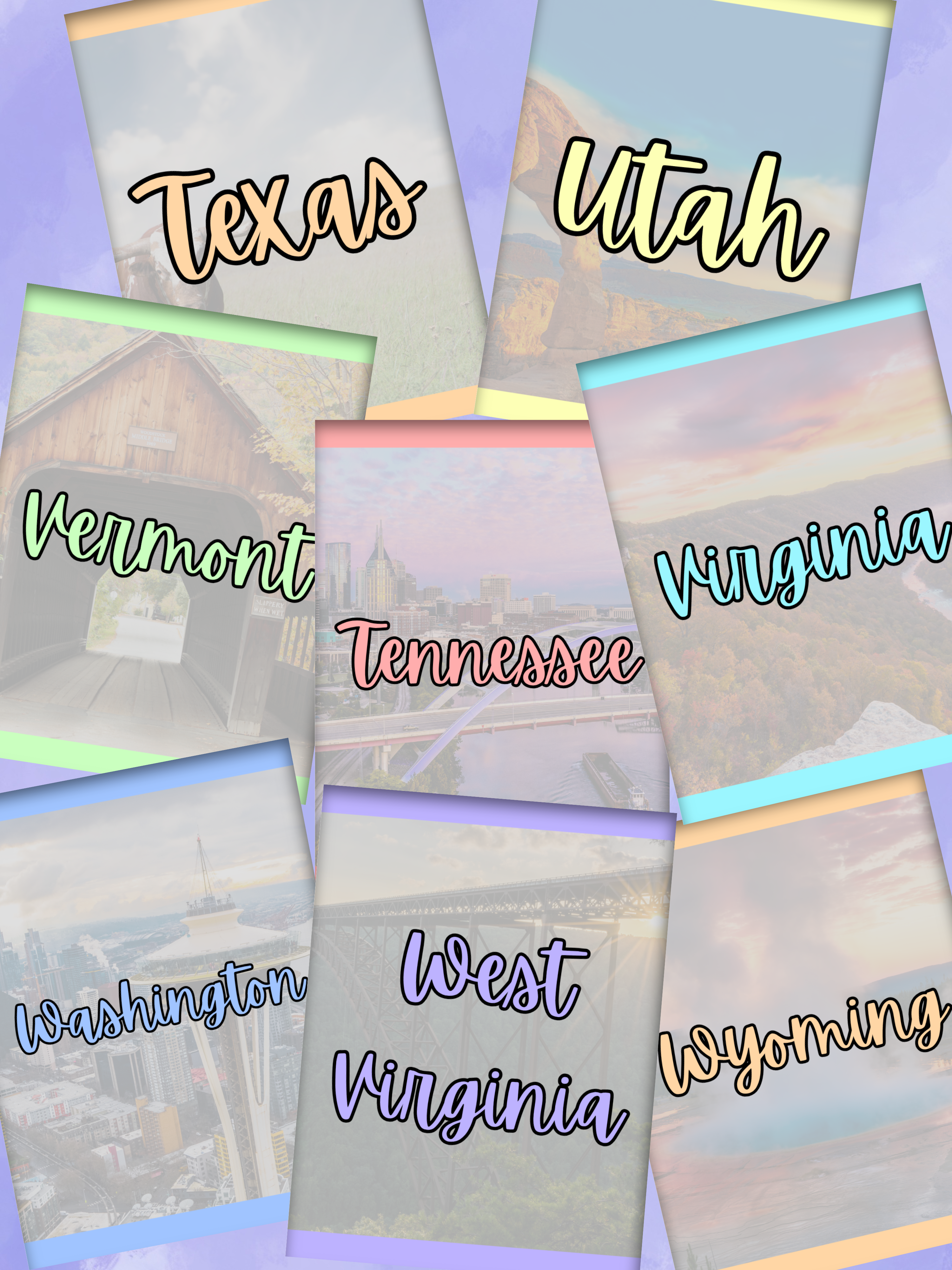 Graphics for Tennessee, Texas, Utah, Vermont, Virginia, Washington, West Virginia, and Wyoming clinical hours logs.