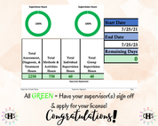 Tennessee, LCSW Hours Tracker, Clinical Supervision Log for Master Social Worker - MSW Student or MSW Graduation Gift