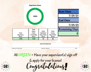 Texas LPC, Clinical Hours Tracker, Supervision Log for Licensed Professional Counselor Intern - Counseling Graduation Gift