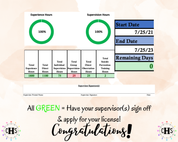 Utah, LCSW Hours Tracker, Clinical Supervision Log for Master Social Worker - MSW Student or MSW Graduation Gift