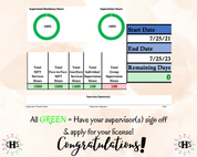 Virginia LMFT, Clinical Hours Tracker, Supervision Log for Marriage and Family Therapist Resident - Therapy Graduation Gift
