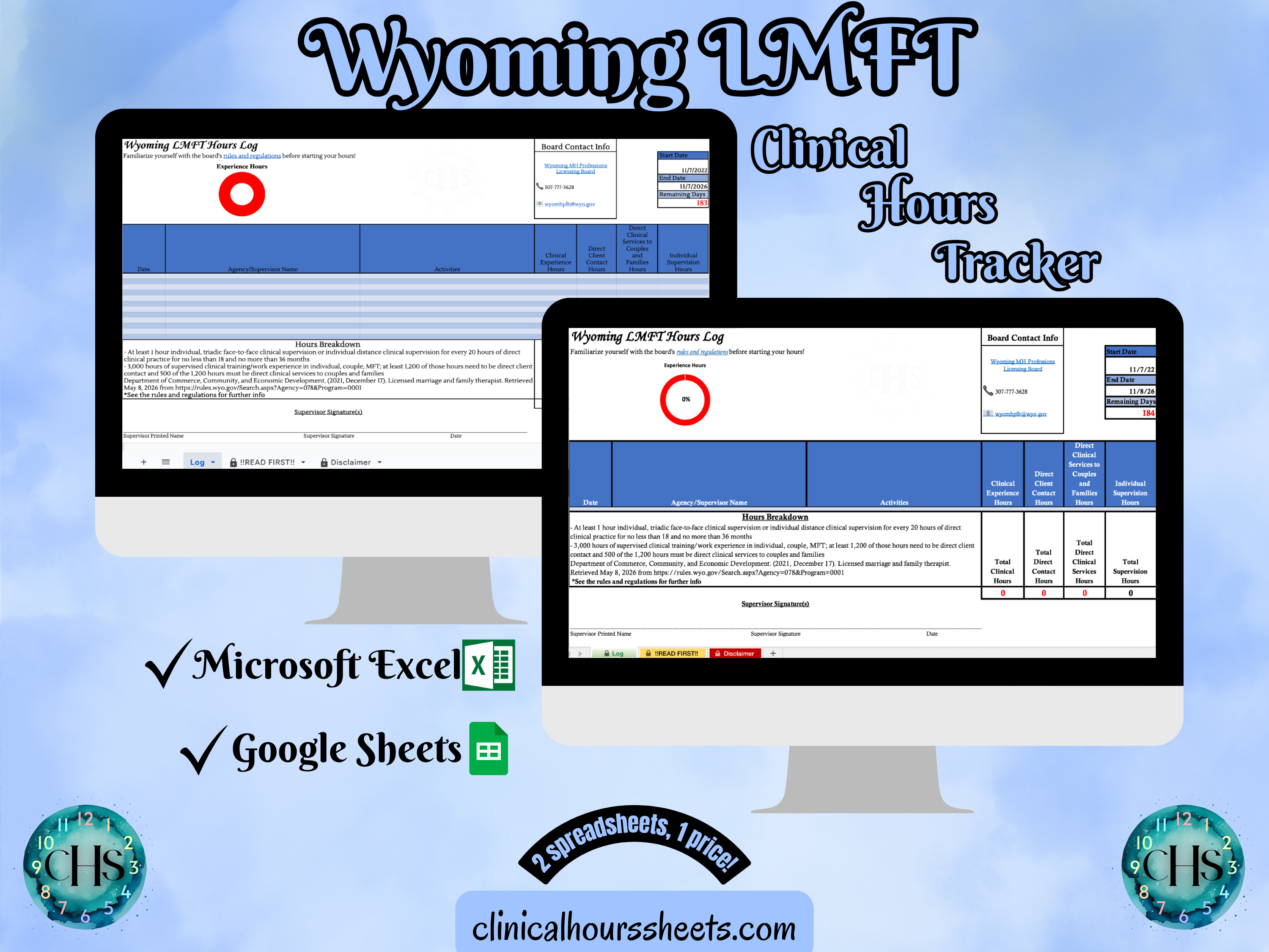 Wyoming LMFT, Clinical Hours Tracker, Supervision Log for Provisional Licensed Marriage and Family Therapist - Therapy Graduation Gift