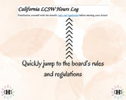 California, LCSW Hours Tracker, Clinical Supervision Form for Master Social Worker - MSW Student or MSW Graduation Gift