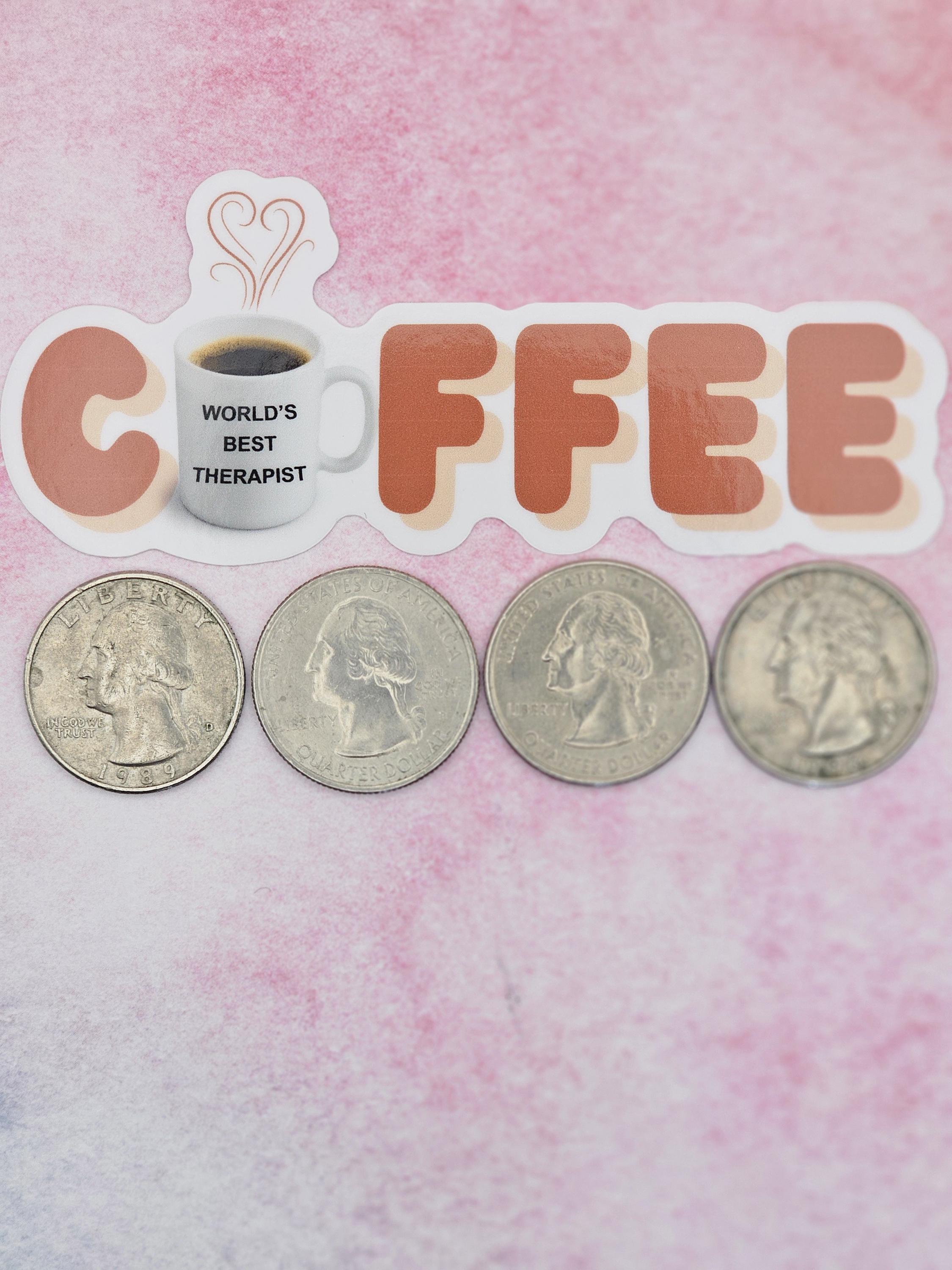 Therapist Sticker for Coffee Addict, Vinyl Sticker Design for Mental Health Office Decor, Therapy Student or Graduation Gift