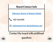Delaware LMFT, Clinical Hours Tracker, Supervision Log for Licensed Associate Marriage and Family Therapist - Therapy Graduation Gift