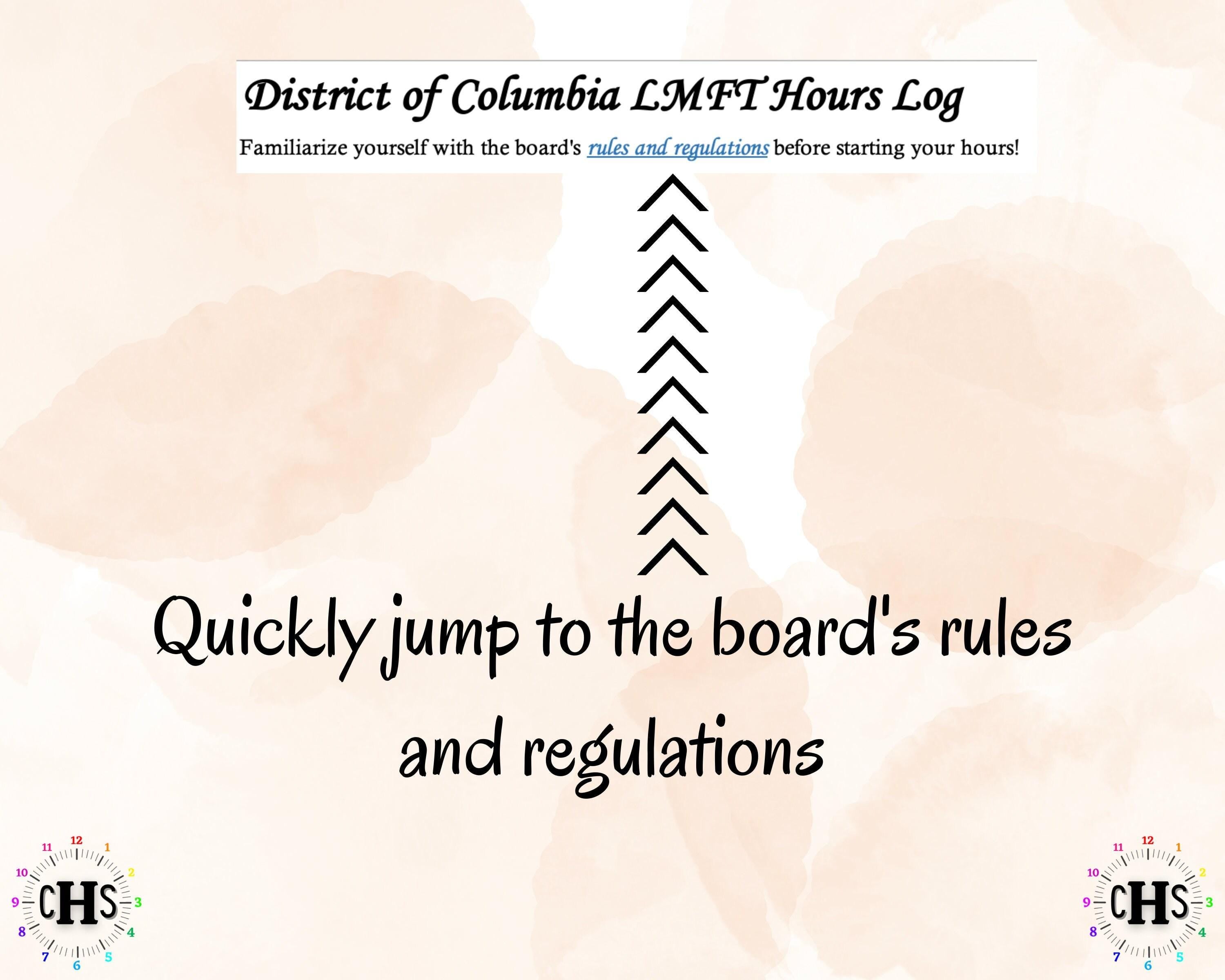 District of Columbia LMFT, Clinical Hours Tracker, Supervision Log for Unlicensed Marriage and Family Therapist - Therapy Graduation Gift