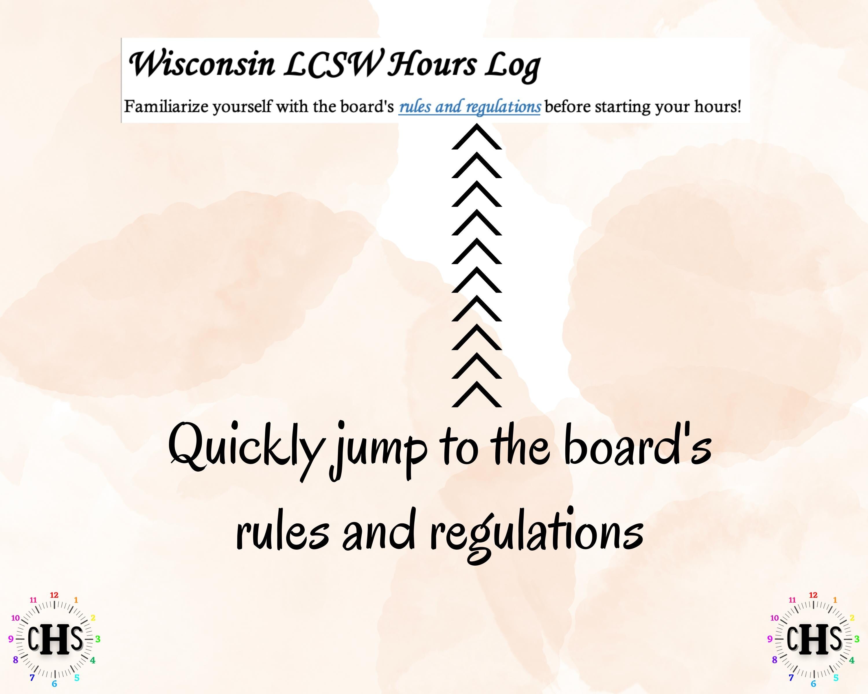 Wisconsin, LCSW Hours Tracker, Clinical Supervision Log for Master Social Worker - MSW Student or MSW Graduation Gift