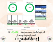 California, LCSW Hours Tracker, Clinical Supervision Form for Master Social Worker - MSW Student or MSW Graduation Gift