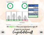 Vermont CMHC, Clinical Hours Tracker, Supervision Log for Associate Licensed Counselor - Counseling Graduation Gift
