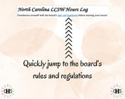 North Carolina, LCSW Hours Tracker, Clinical Supervision Log for Master Social Worker - MSW Student or MSW Graduation Gift