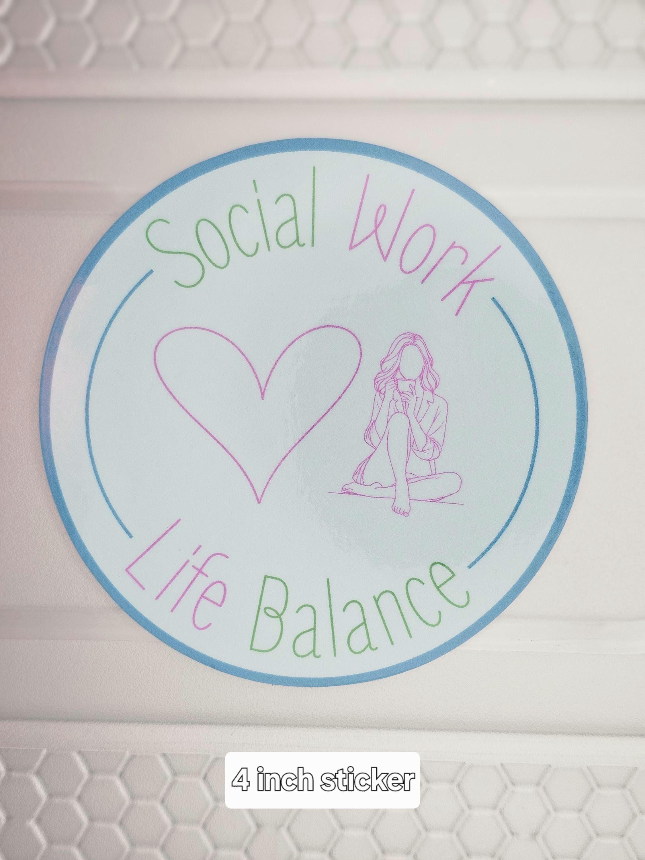 Social Work Life Balance Caffeine Addict Sticker for Social Worker, Self Care Mindfulness Sticker, Mental Health Matter, MSW Graduation Gift