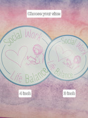 Social Work Life Balance Book Lover Sticker for Social Worker, Self Care Mindfulness Sticker, Mental Health Matters, MSW Graduation Gift