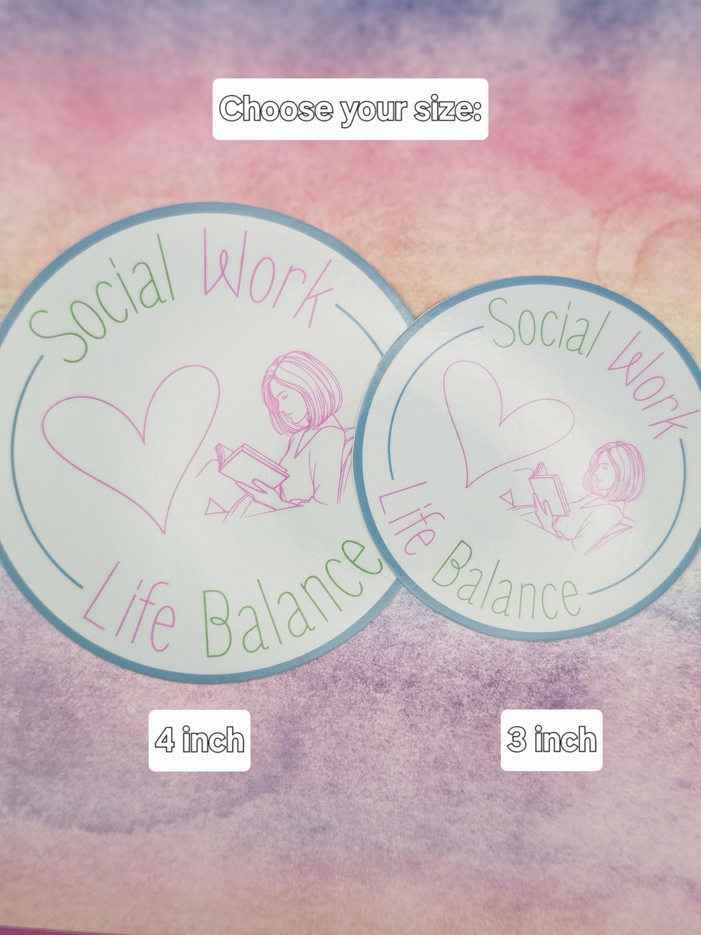 Social Work Life Balance Book Lover Sticker for Social Worker, Self Care Mindfulness Sticker, Mental Health Matters, MSW Graduation Gift