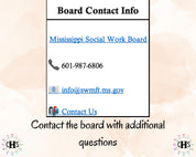 Mississippi, LCSW Hours Tracker, Clinical Supervision Log for Master Social Worker - MSW Student or MSW Graduation Gift