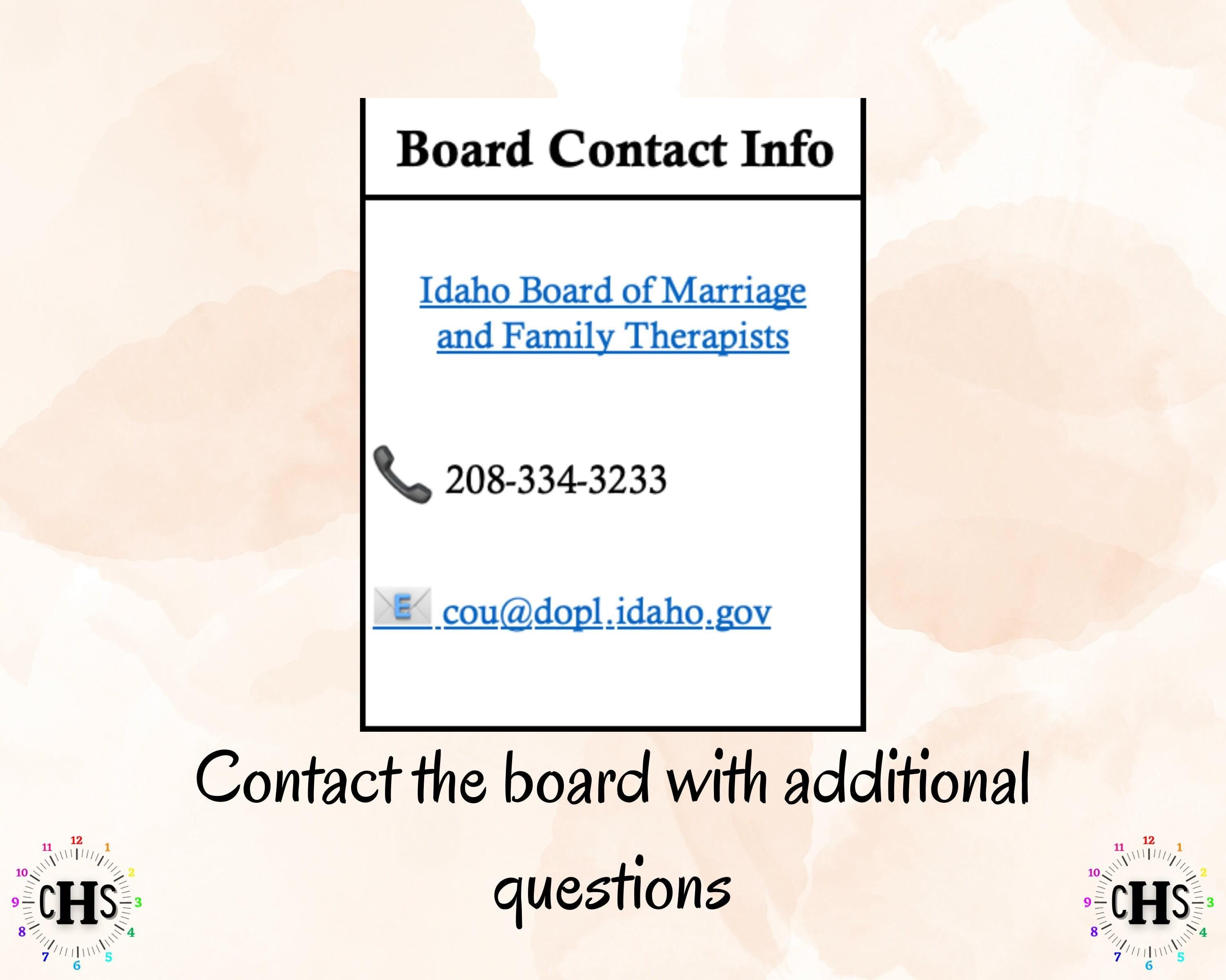Idaho LMFT, Clinical Hours Tracker, Supervision Log for Associate Marriage and Family Therapist - Therapy Graduation Gift