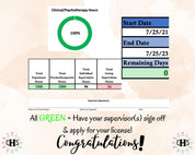 Nevada, LCSW Hours Tracker, Clinical Supervision Log for Master Social Worker - MSW Student or MSW Graduation Gift