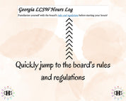 Georgia, LCSW Hours Tracker, Clinical Supervision Form for Master Social Worker - MSW Student or MSW Graduation Gift