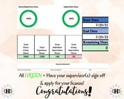 Oklahoma, LCSW Hours Tracker, Clinical Supervision Log for Master Social Worker - MSW Student or MSW Graduation Gift