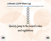 Colorado, LCSW Hours Tracker, Clinical Supervision Form for Master Social Worker - MSW Student or MSW Graduation Gift
