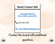 Tennessee LMFT, Clinical Hours Tracker, Supervision Log for Certified Marital and Family Therapist - Therapy Graduation Gift