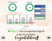 Tennessee LPC/MHSP, Clinical Hours Tracker, Supervision Log for Licensed Professional Counselor - Counseling Graduation Gift