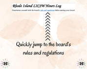 Rhode Island LICSW, Clinical Hours Tracker, Supervision Log for Master Social Worker - MSW Student or MSW Graduation Gift