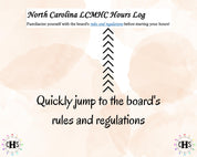 North Carolina LCMHC, Clinical Hours Tracker, Supervision Log for Licensed Professional Counselor Associate - Counseling Graduation Gift
