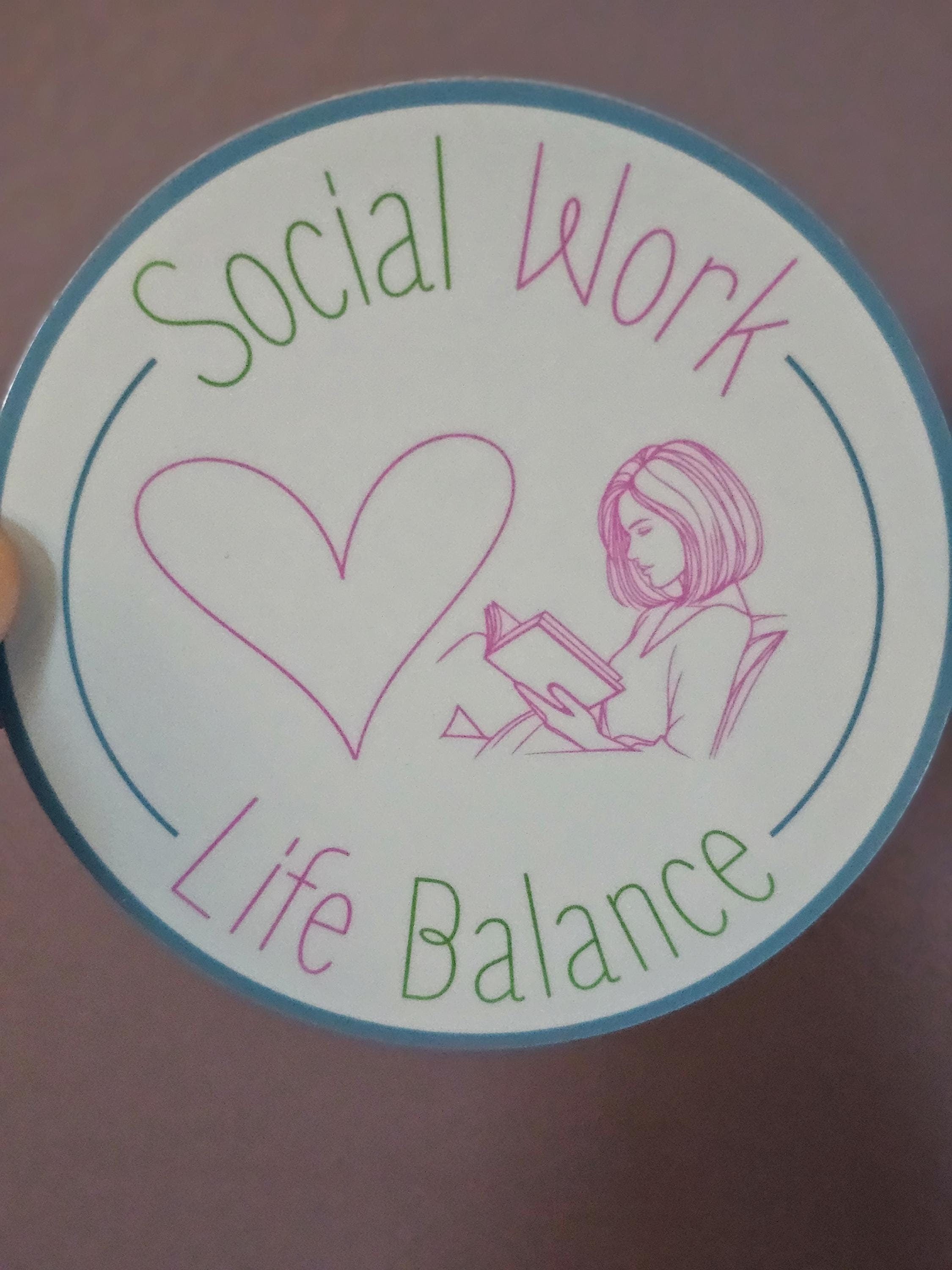 Social Work Life Balance Book Lover Sticker for Social Worker, Self Care Mindfulness Sticker, Mental Health Matters, MSW Graduation Gift