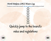 North Dakota LPCC, Clinical Hours Tracker, Supervision Log for Licensed Associate Professional Counselor - Counseling Graduation Gift