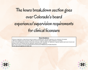 Colorado, LCSW Hours Tracker, Clinical Supervision Form for Master Social Worker - MSW Student or MSW Graduation Gift